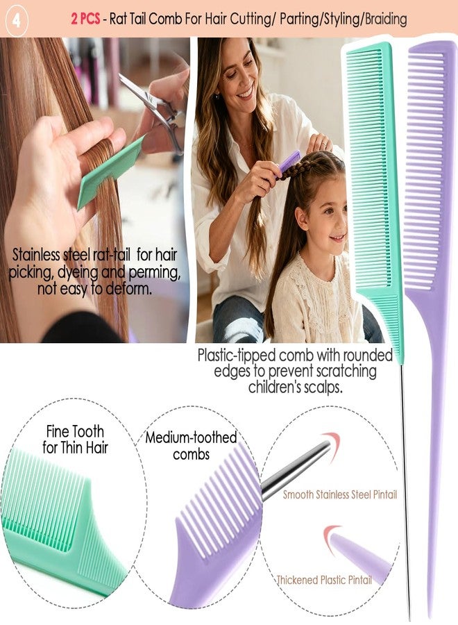 VITMOORY Hair Combs for Women Men, Large Wide Tooth Comb, Fine Tooth, Rat Tail Comb, Comb Set for Wet Curly Thick Thin Hair Styling Detangling (6 PCS) - Image 4